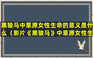 黑骏马中草原女性生命的意义是什么（影片《黑骏马》中草原女性生命的意义是( )）